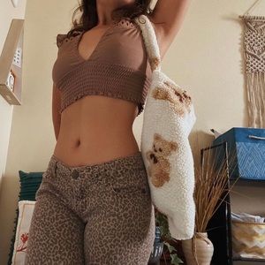 Low rise leopard skinny jeans